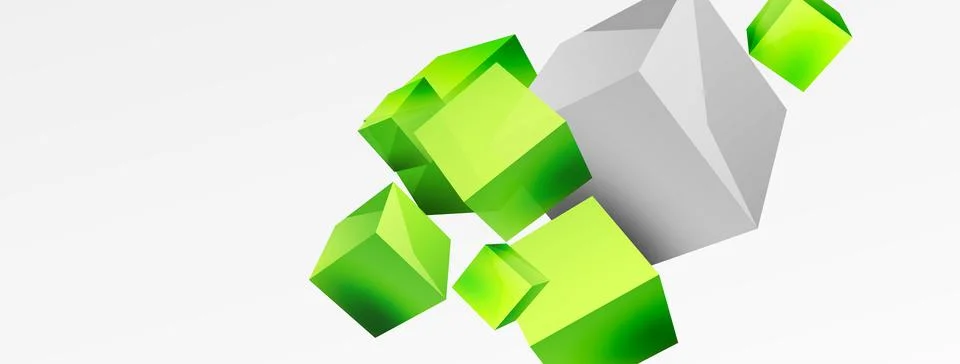 3d vector abstract background. Flying cubes composition. Trendy techno business Stock Illustration