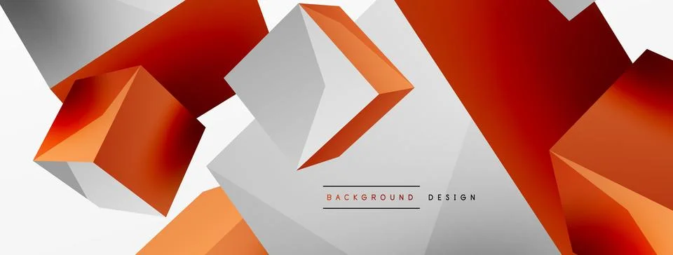 3d vector abstract background. Flying cubes composition. Trendy techno business Stock Illustration