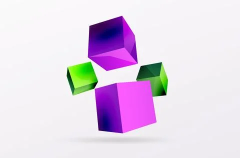 3d vector abstract background. Flying cubes composition. Trendy techno business Stock Illustration