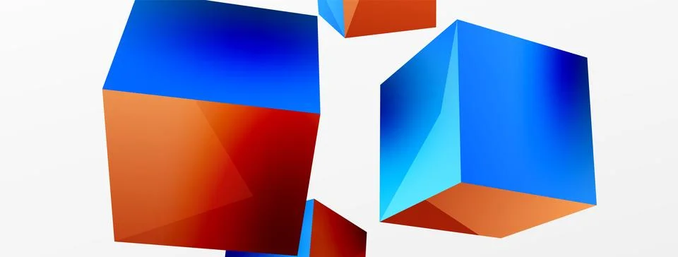 3d vector abstract background. Flying cubes composition. Trendy techno business Stock Illustration
