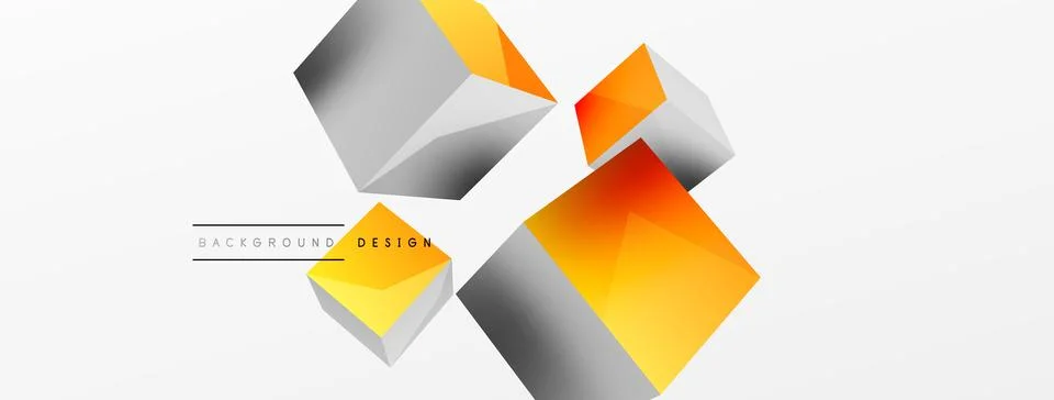 3d vector abstract background. Flying cubes composition. Trendy techno business Stock Illustration