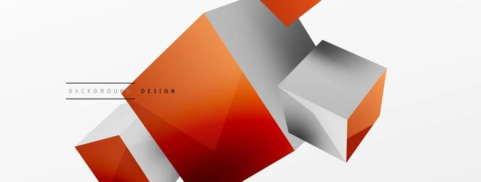 3d vector abstract background. Flying cubes composition. Trendy techno business Stock Illustration