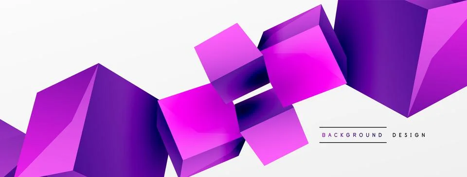 3d vector abstract background. Flying cubes composition. Trendy techno business 스톡 일러스트