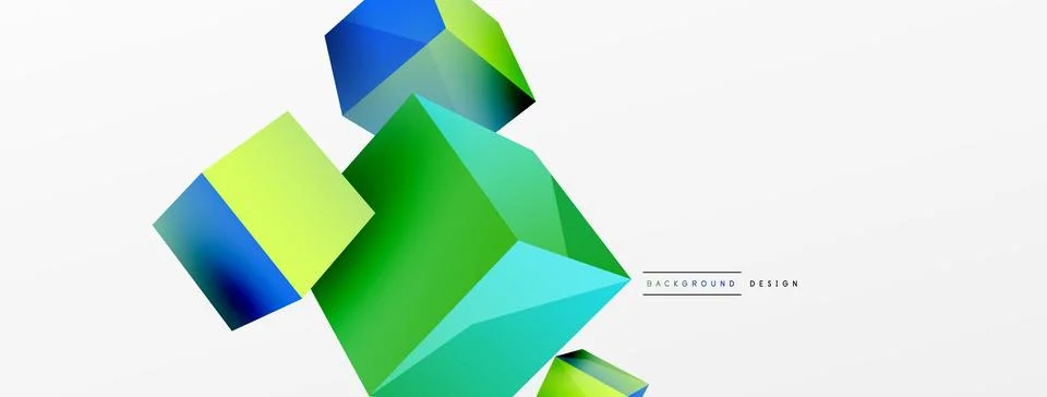 3d vector abstract background. Flying cubes composition. Trendy techno business Stock Illustration