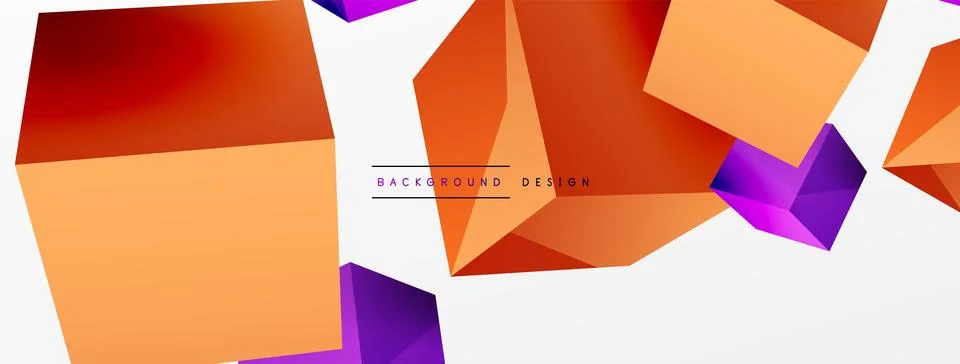 3d vector abstract background. Flying cubes composition. Trendy techno business Stock Illustration