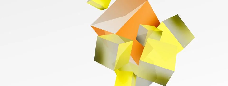 3d vector abstract background. Flying cubes composition. Trendy techno business Stock Illustration