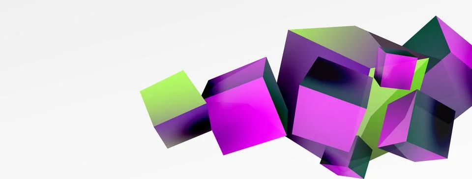3d vector abstract background. Flying cubes composition. Trendy techno business Stock Illustration