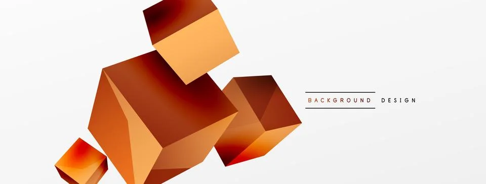 3d vector abstract background. Flying cubes composition. Trendy techno business Illustrazione stock