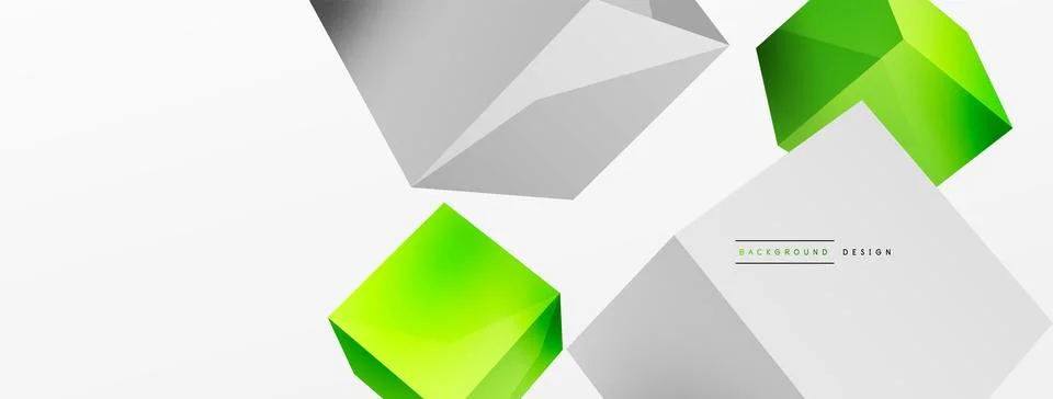 3d vector abstract background. Flying cubes composition. Trendy techno business Stock Illustration
