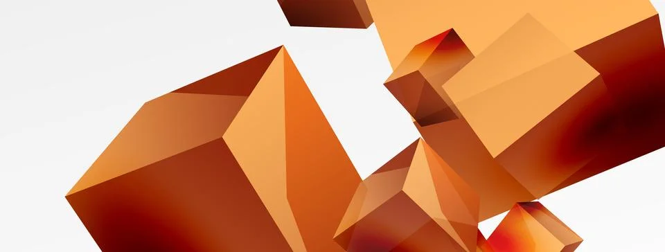 3d vector abstract background. Flying cubes composition. Trendy techno business Stockillustratie