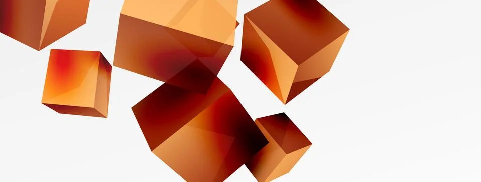 3d vector abstract background. Flying cubes composition. Trendy techno business Stock Illustration