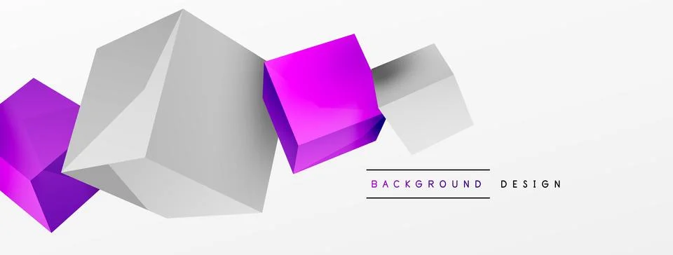 3d vector abstract background. Flying cubes composition. Trendy techno business Stock Illustration