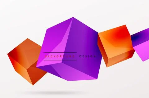 3d vector abstract background. Flying cubes composition. Trendy techno business Stock Illustration