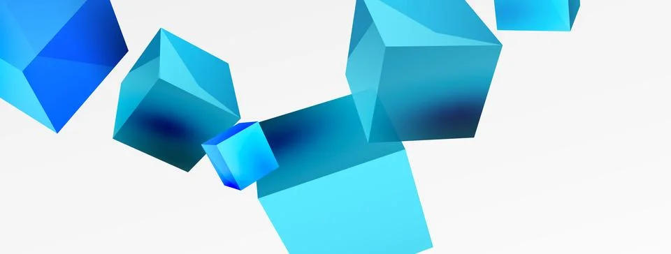 3d vector abstract background. Flying cubes composition. Trendy techno business Stock Illustration