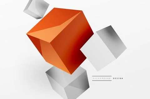 3d vector abstract background. Flying cubes composition. Trendy techno business Stock Illustration