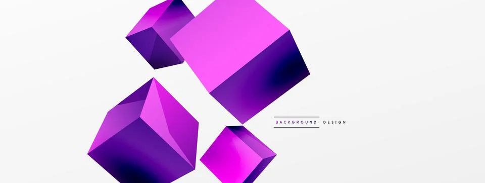 3d vector abstract background. Flying cubes composition. Trendy techno business Stock Illustration