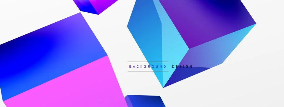 3d vector abstract background. Flying cubes composition. Trendy techno business 스톡 일러스트