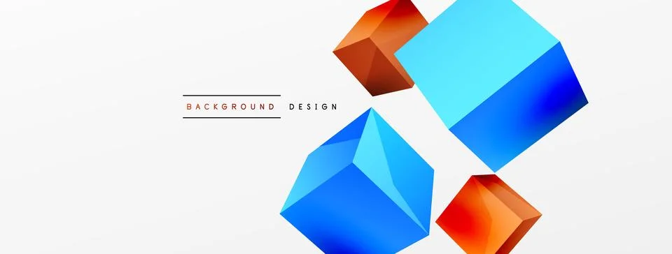 3d vector abstract background. Flying cubes composition. Trendy techno business 스톡 일러스트