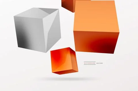 3d vector abstract background. Flying cubes composition. Trendy techno business 스톡 일러스트