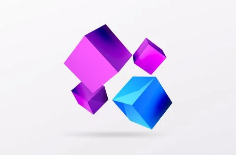 3d vector abstract background. Flying cubes composition. Trendy techno business 스톡 일러스트
