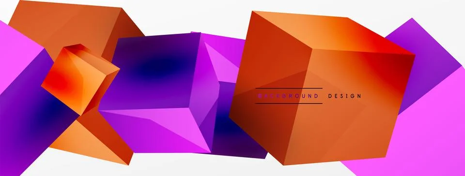 3d vector abstract background. Flying cubes composition. Trendy techno business Stock Illustration