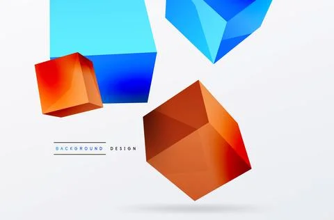 3d vector abstract background. Flying cubes composition. Trendy techno business 스톡 일러스트