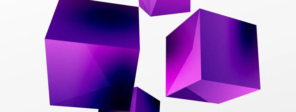 3d vector abstract background. Flying cubes composition. Trendy techno business 스톡 일러스트