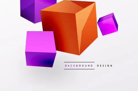 3d vector abstract background. Flying cubes composition. Trendy techno business Stock Illustration