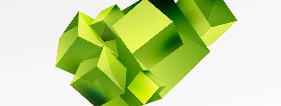 3d vector abstract background. Flying cubes composition. Trendy techno business Stock Illustration