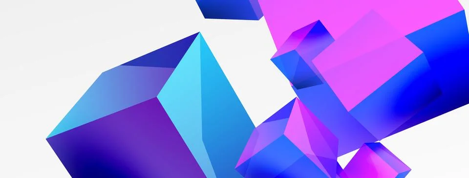 3d vector abstract background. Flying cubes composition. Trendy techno business Stock Illustration