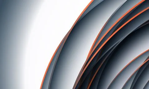 3D vector abstract background with gray and orange geometric circle lines. Stock Illustration