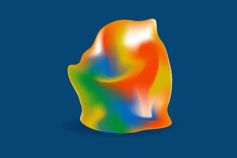 3D vector abstract form in rainbow heat map colors gradient on blue background Stock Illustration