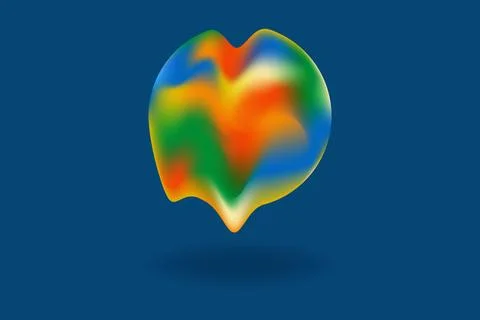 3D vector abstract form in rainbow heat map colors gradient on blue background Stock Illustration