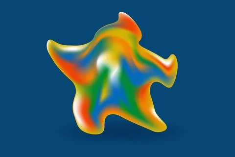 3D vector abstract form in rainbow heat map colors gradient on blue background Stock Illustration
