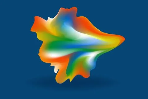 3D vector abstract form in rainbow heat map colors gradient on blue background Illustrazione stock