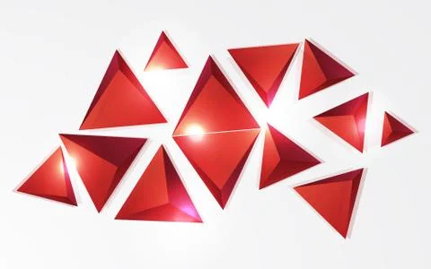 3d vector abstract illustration, red pyramidal shapes on a white background Stock Illustration