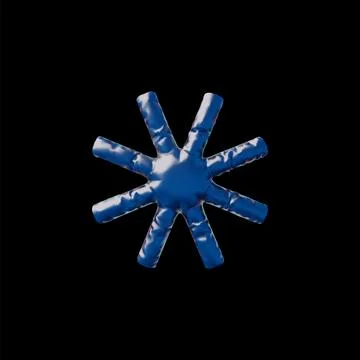 3d vector abstract inflatable shape in y2k style, with blue reflective surfac Stock Illustration
