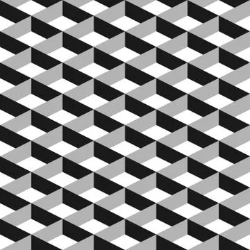 3D vector abstract seamless pattern. Grey grid Illustrazione stock