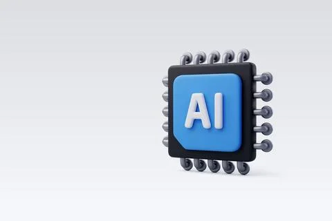 3d Vector AI Chip, AI in science and business, Technology and engineering. Stock Illustration