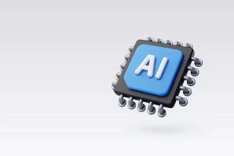 3d Vector AI Chip, AI in science and business, Technology and engineering. Stock Illustration