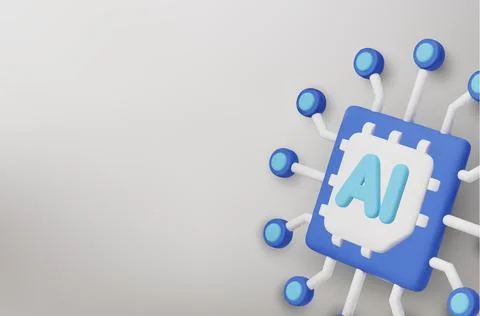 3d Vector AI Chip, AI in science and business, Technology and engineering Stock Illustration