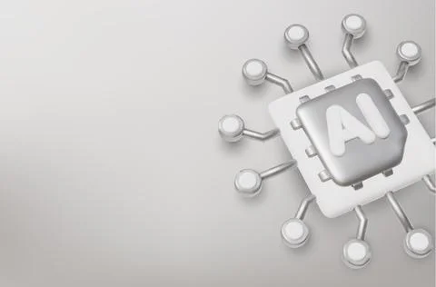 3d Vector AI Chip, AI in science and business, Technology and engineering Stock Illustration