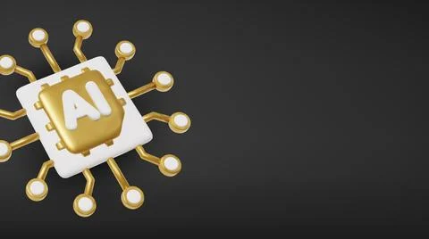 3d Vector AI Chip, AI in science and business, Technology and engineering 스톡 일러스트