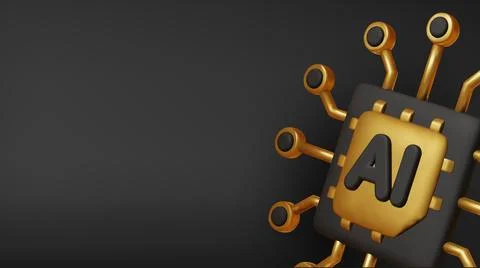 3d Vector AI Chip, AI in science and business, Technology and engineering 스톡 일러스트