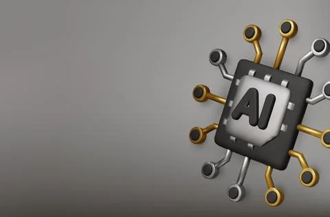 3d Vector AI Chip, AI in science and business, Technology and engineering イラスト素材