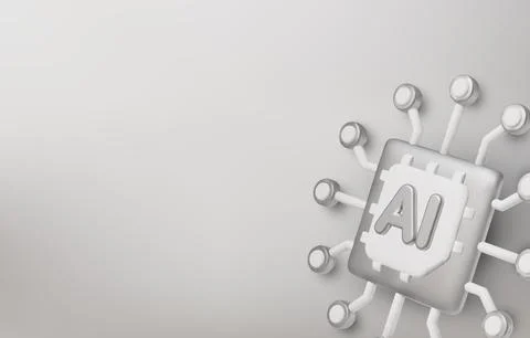 3d Vector AI Chip, AI in science and business, Technology and engineering 스톡 일러스트