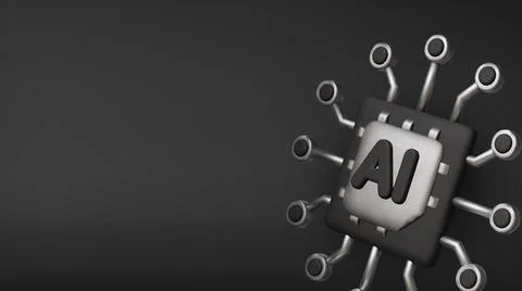 3d Vector AI Chip, AI in science and business, Technology and engineering Illustrazione stock