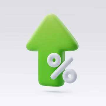 3d Vector Arrow growth stock market with percent, Financial investment. Stock Illustration