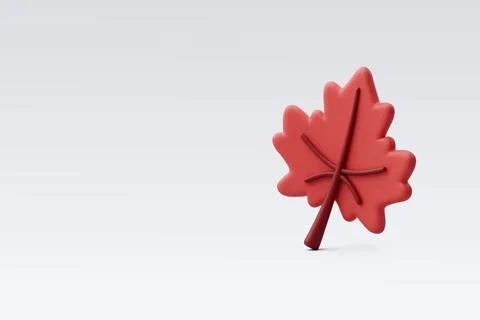 3d Vector Autumn leave, Orange maple leaf, Hello autumn concept. Stock Illustration