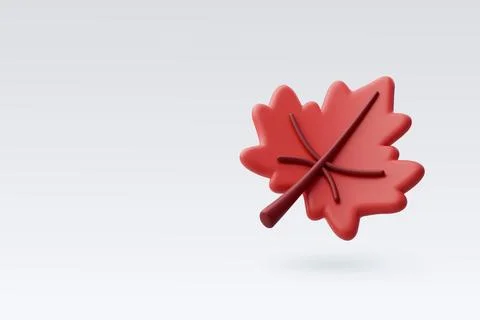 3d Vector Autumn leave, Orange maple leaf, Hello autumn concept. Stock Illustration